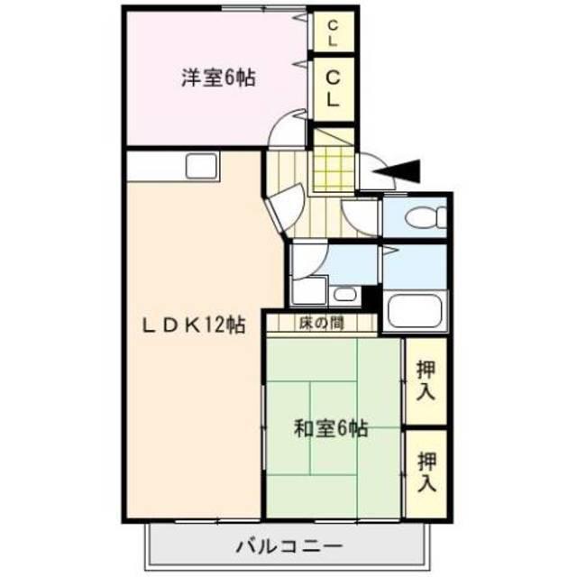 グリーンタウン津留崎(2LDK/1階)の間取り写真