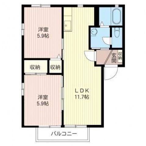 フレグランスA(2LDK/2階)の間取り写真