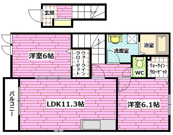 プロムナード瀬野B(2LDK/2階)の間取り写真