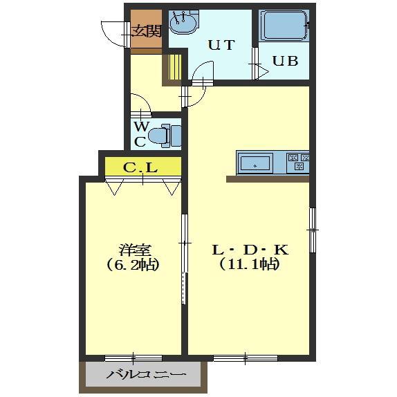 プルミエール深堀(1LDK/3階)の間取り写真