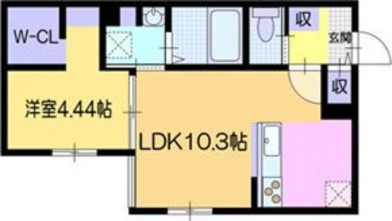 アーバス南円山(1LDK/1階)の間取り写真