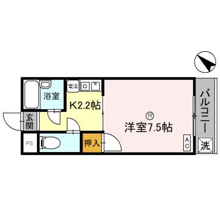 リバーハイツ豊岡(1K/3階)の間取り写真