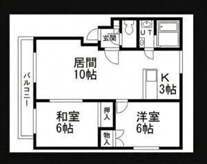 グリーンハイム山の手(2LDK/2階)の間取り写真