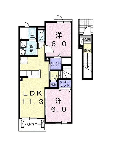 フロランタン C(2LDK/2階)の間取り写真
