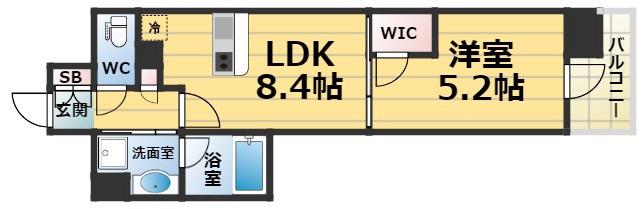 アーバネックス同心II(1LDK/10階)の間取り写真