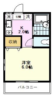 澤登ハイツB(1K/1階)の間取り写真