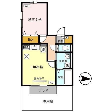 第7ウエスタンハイツ(1LDK/1階)の間取り写真