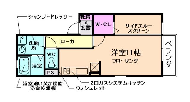 ストーク小野原 A棟(ワンルーム/1階)の間取り写真