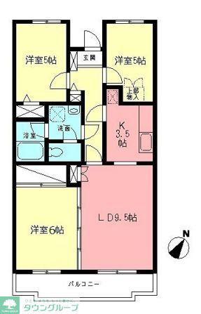 原当麻Mハイツ(3LDK/4階)の間取り写真