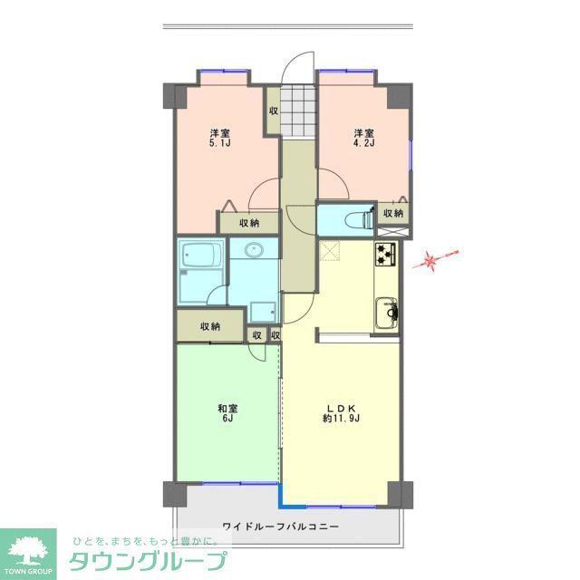 コスモ東岩槻(3LDK/3階)の間取り写真