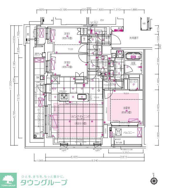 ディアナコート自由が丘翠景(3LDK/6階)の間取り写真