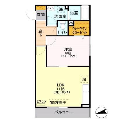フルールさくら(1LDK/2階)の間取り写真