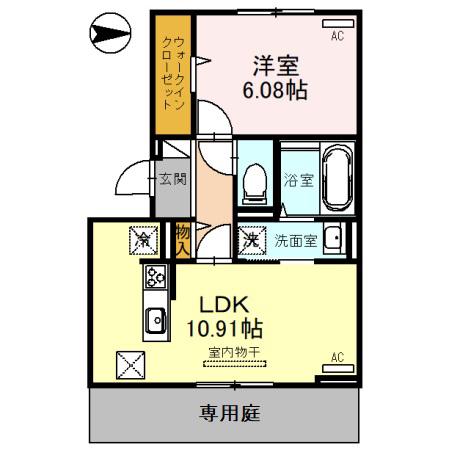 TOMORROW(1LDK/1階)の間取り写真