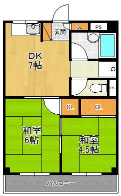 エメラルド久々知パート2(2DK/3階)の間取り写真