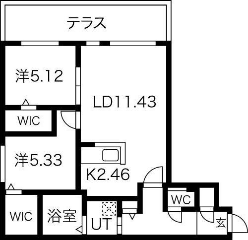 エフェクト南12条(2LDK/4階)の間取り写真