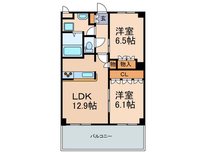 エルアールK(2LDK/3階)の間取り写真