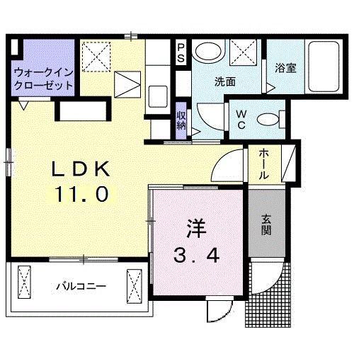 カーサ 彦(1LDK/1階)の間取り写真