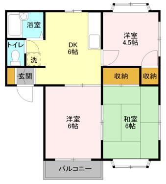 プリムローズ A(3DK/1階)の間取り写真
