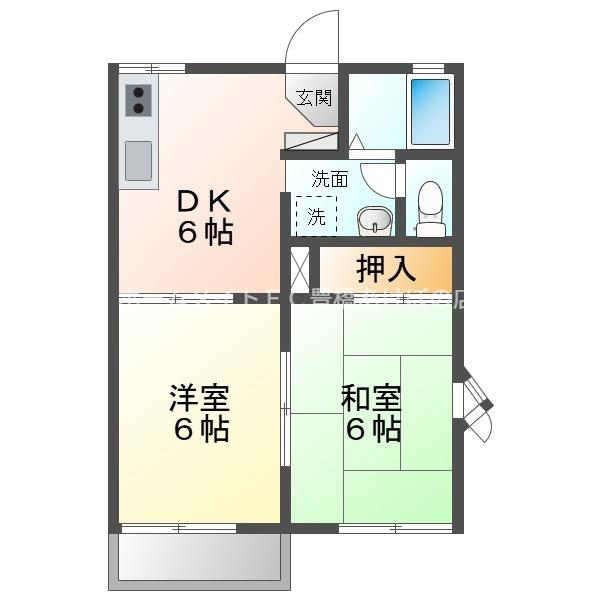 グリーンステージ藤沢(2DK/2階)の間取り写真