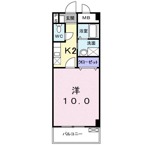 グランアールコハマ(1K/2階)の間取り写真