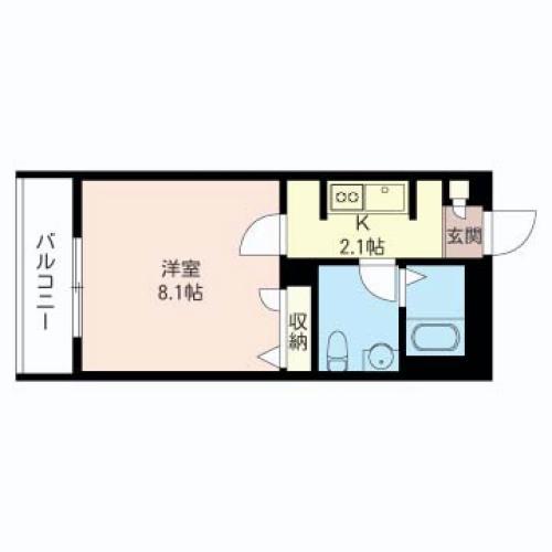 ソレアード・オー(1K/1階)の間取り写真