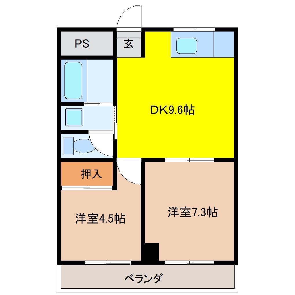 ベルメゾン50(2DK/2階)の間取り写真