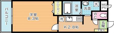 FOREST COURTI(1K/2階)の間取り写真