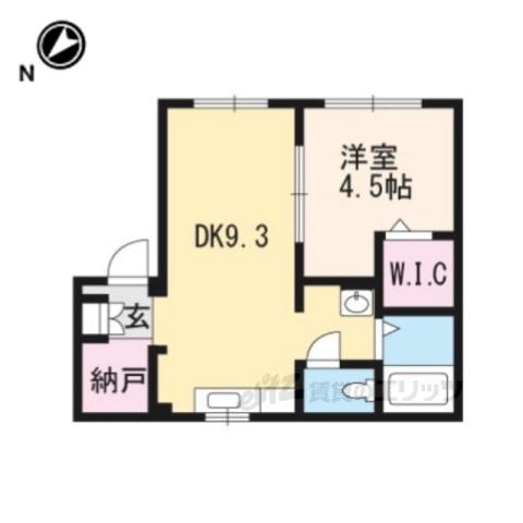キタハイツB(1LDK/1階)の間取り写真