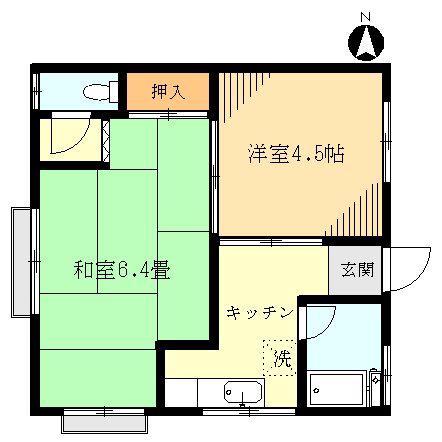 中山荘(2K/1階)の間取り写真