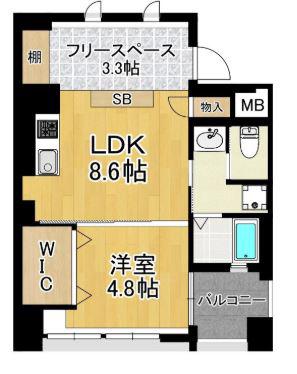 バリハウス(1SLDK/6階)の間取り写真