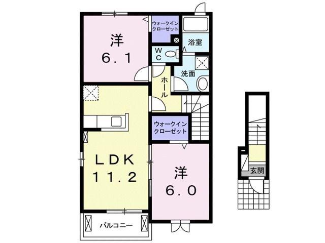 カラフル A(2LDK/2階)の間取り写真