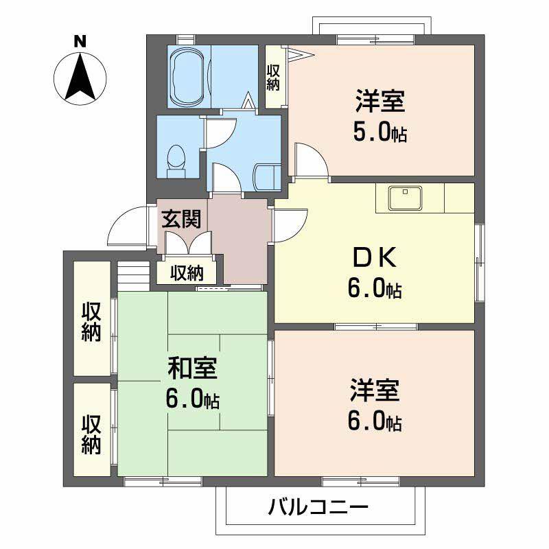 ディアス仁保南(3DK/2階)の間取り写真