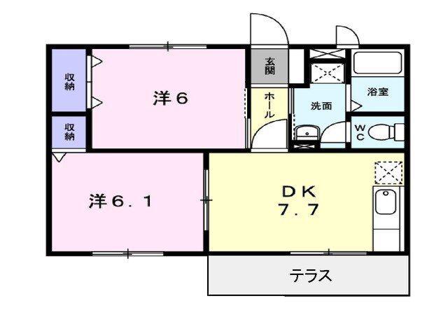 サンドミール(2DK/1階)の間取り写真