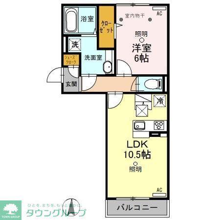 ロイジェントパークス レイクタウン III O(1LDK/1階)の間取り写真