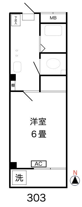 清風ハイツ(1K/3階)の間取り写真