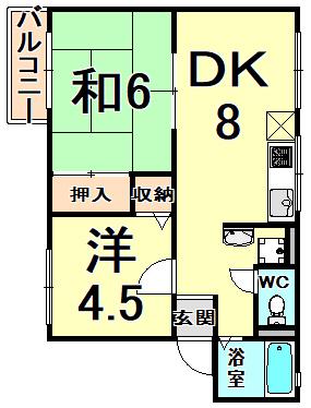 メゾンドボネール1(2DK/2階)の間取り写真