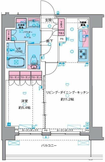 GENOVIA南千住VISKYGARDEN(1LDK/9階)の間取り写真