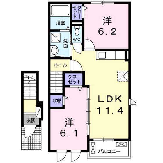 セレノ・カーサ(2LDK/2階)の間取り写真