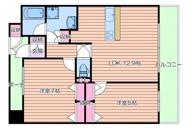 セイワパレス江坂広芝町(2LDK/2階)の間取り写真