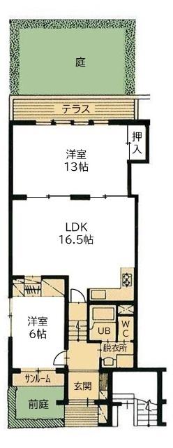 プレジデントステイツ上袋(3LDK/1階)の間取り写真