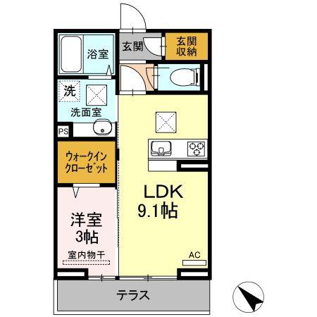 プレサーブ日の出II(1LDK/1階)の間取り写真