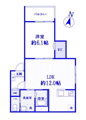 ソレイユ指扇土屋(1LDK/3階)の間取り写真