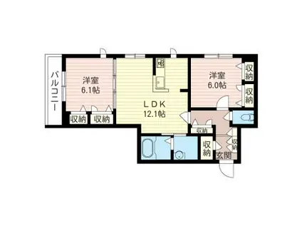 タウンハウス ジロー(2LDK/3階)の間取り写真