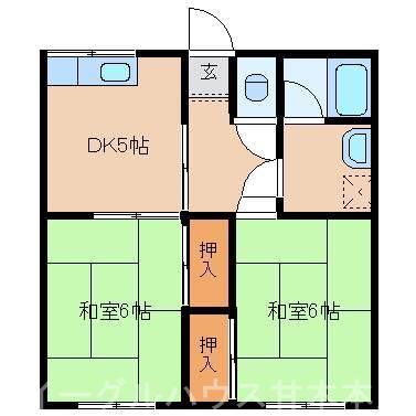 梶原ビル(2DK/3階)の間取り写真