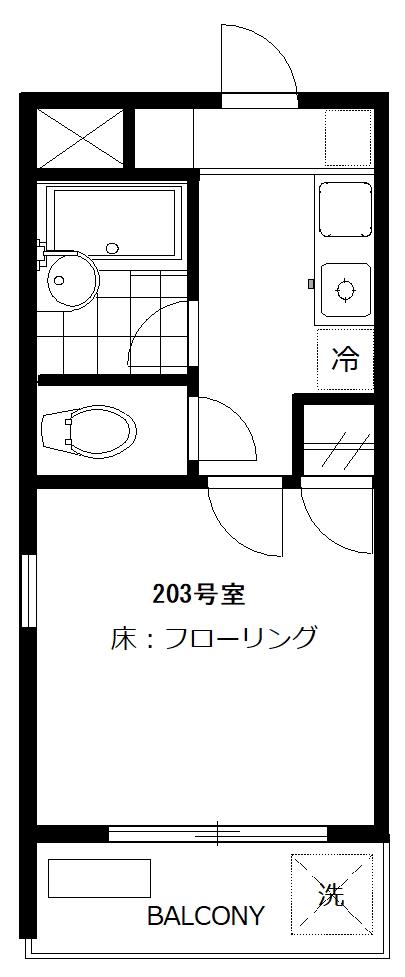 ベルク聖(1K/2階)の間取り写真