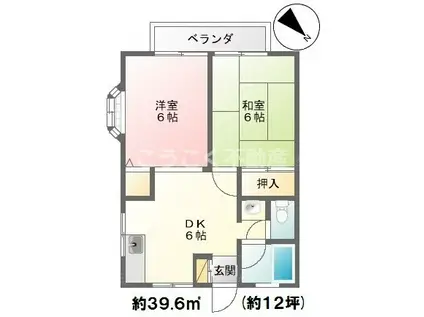 メゾン・ヴェルツ(2DK/2階)の間取り写真