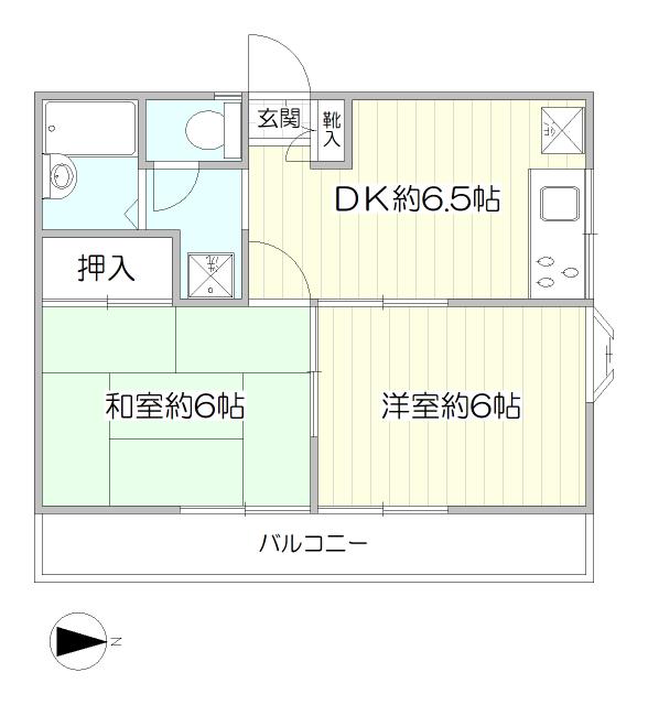エステートピア陵南(2DK/1階)の間取り写真