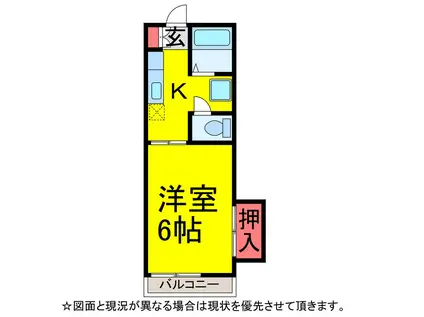 湯川ハイムC(1K/2階)の間取り写真
