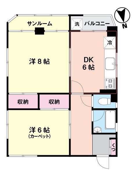 岡村ビル(2DK/4階)の間取り写真