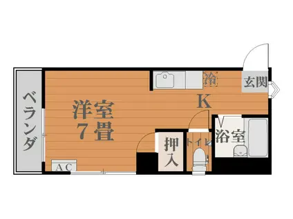 サンライズBLD(ワンルーム/4階)の間取り写真